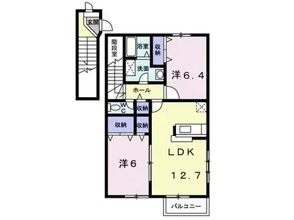 ピ-スフルハイツB(2LDK/2階)の間取り写真