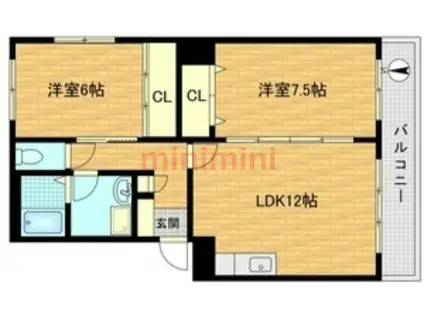 ウィンド コート(2LDK/1階)の間取り写真
