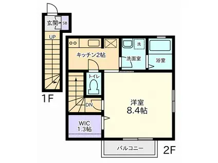 ローズガーデンハウス(1K/1階)の間取り写真