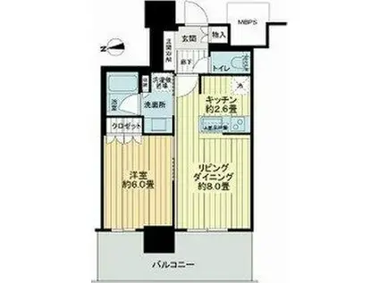 ライオンズタワー柏(1LDK/5階)の間取り写真