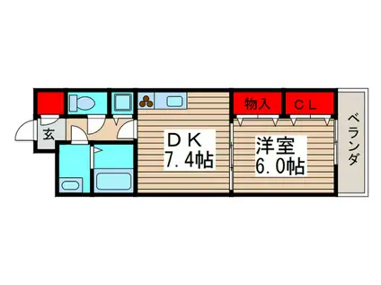 ISIIビル(1DK/7階)の間取り写真