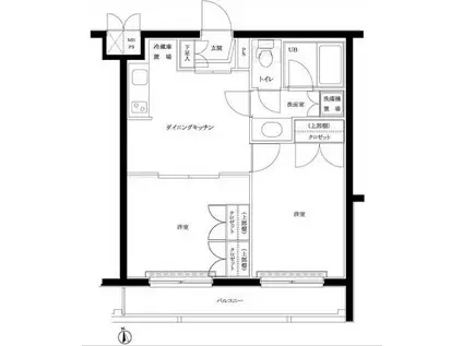 ルーブル早稲田弐番館(2DK/5階)の間取り写真