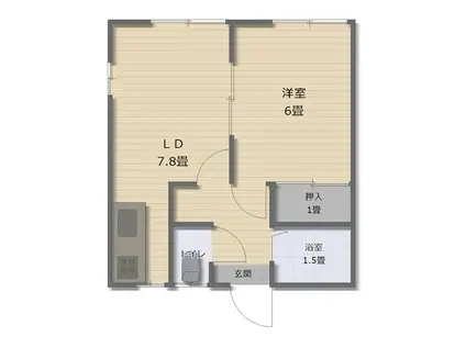 コーポハイブリッジ(1DK/1階)の間取り写真