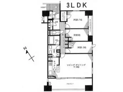 勝どきエリア 南西向き 3LDK 更新可(3LDK/9階)の間取り写真