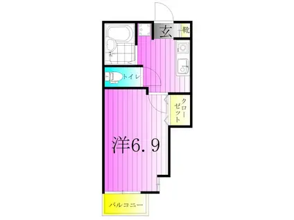 フィールズ13(1K/1階)の間取り写真