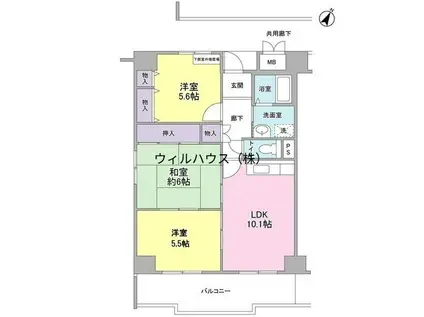 ポルト堺1(3LDK/11階)の間取り写真