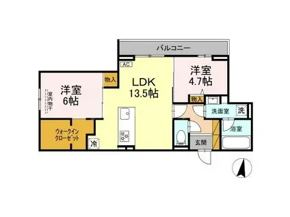 グレイスフルコート雅(2LDK/3階)の間取り写真