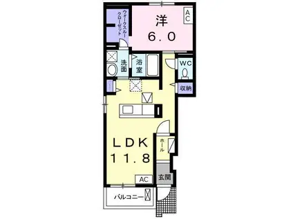 エフティヒア A(1LDK/1階)の間取り写真