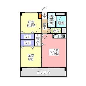 ヴィラージュ砂口(2LDK/1階)の間取り写真