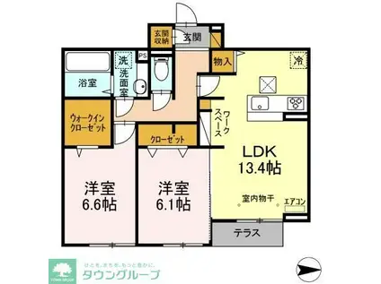 ハイピクチャー A棟(2LDK/1階)の間取り写真