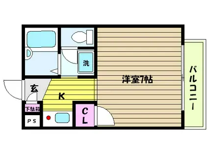 パープルハイム(1K/1階)の間取り写真