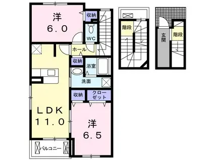ニコ ヴィラージュA(2LDK/3階)の間取り写真