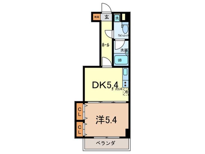 エスペランサ御影II(1DK/2階)の間取り写真