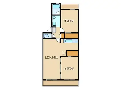 サンビュー大泉(2LDK/2階)の間取り写真