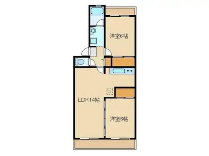 サンビュー大泉(2LDK/2階)の間取り写真