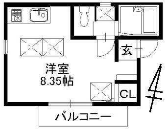 カーサS・T(ワンルーム/1階)の間取り写真
