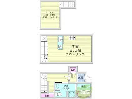 サンデポーデ(ワンルーム/1階)の間取り写真