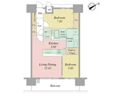 アルファステイツ浜松駅西 203(2LDK/2階)の間取り写真