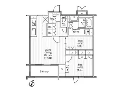NIDO SAKURAGAOKA ニドサクラガオカ(2LDK/4階)の間取り写真