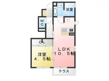 アリエッタ南町(1LDK/1階)の間取り写真