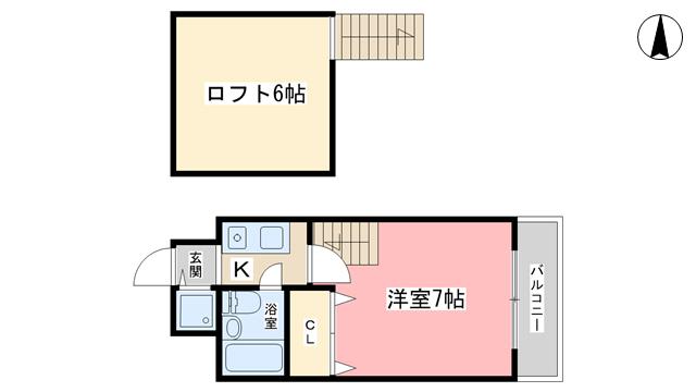 エクセレントみささぎ(1K/2階)の間取り写真