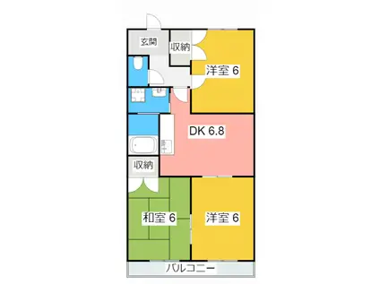 ヴィラージュヨコヤマ(3DK/4階)の間取り写真