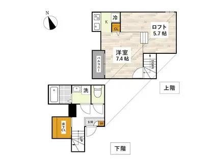 ADC須屋グランソレイユ(1K/2階)の間取り写真