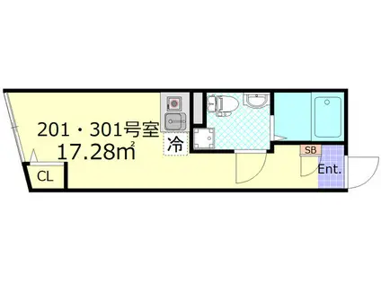 NORDIC五反野(ワンルーム/3階)の間取り写真
