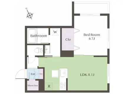 リラフォート旗の台(1LDK/1階)の間取り写真