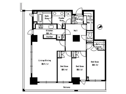 パークタワー芝浦ベイワード AW(3LDK/27階)の間取り写真