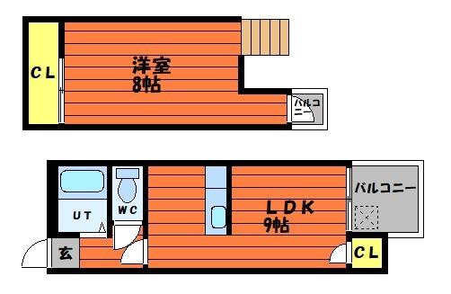 アルファームーン リョーツー(1LDK/3階)の間取り写真