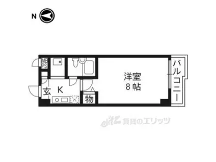パラドール西院PARTⅠ(1K/2階)の間取り写真