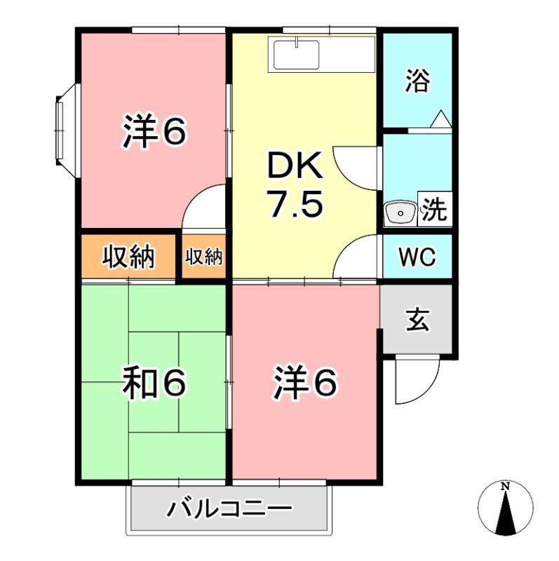 メゾンドボヌールI(3DK/2階)の間取り写真