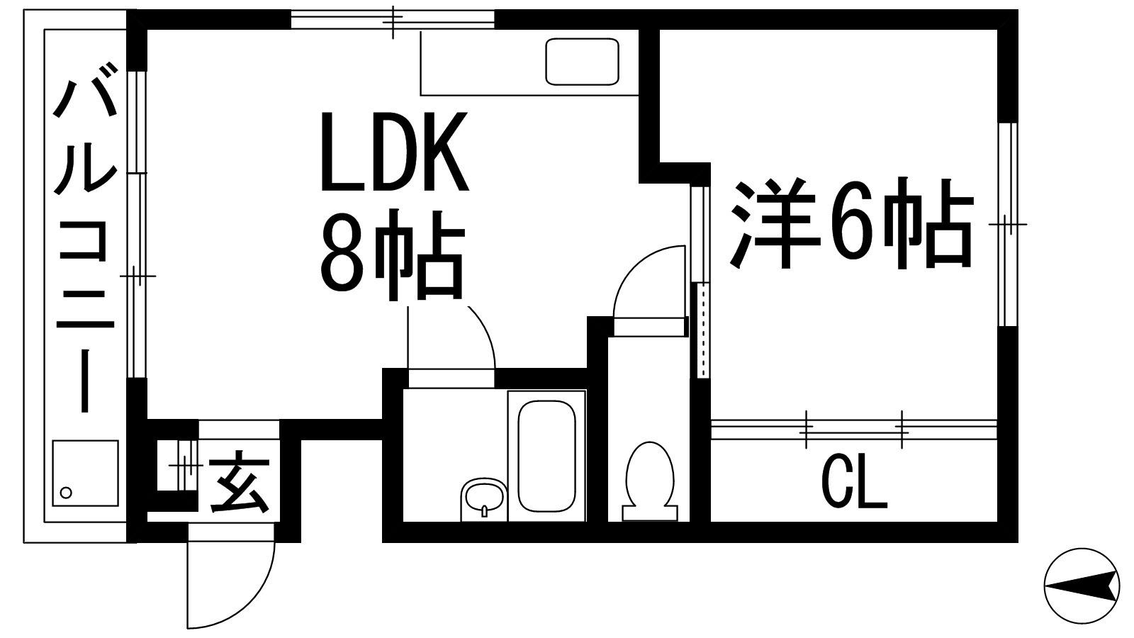 村路マンション(1LDK/2階)の間取り写真