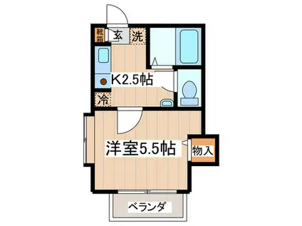 ベルデけやき(1K/2階)の間取り写真