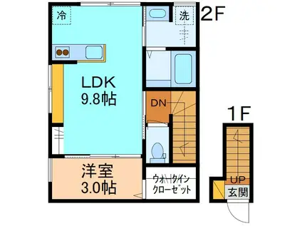 HELIOS中川原ドゥ 1(1LDK/2階)の間取り写真