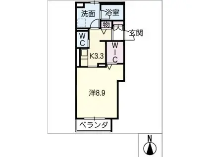 サンメゾン(1K/3階)の間取り写真