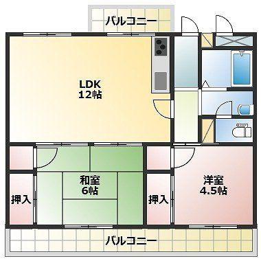 レジデンス赤穂御崎 A棟(2LDK/1階)の間取り写真