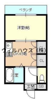 マツダ21天美(1DK/2階)の間取り写真