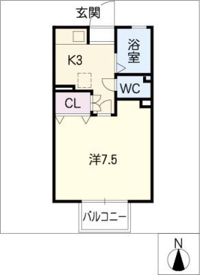 BELLAIR ANNEX(1K/1階)の間取り写真
