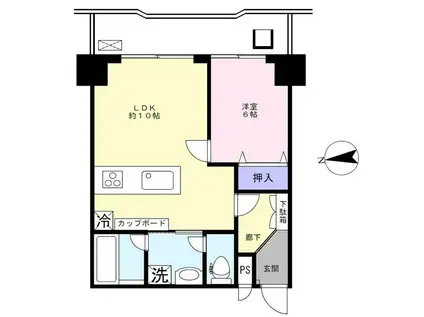 朝日江戸川橋マンション(1LDK/9階)の間取り写真