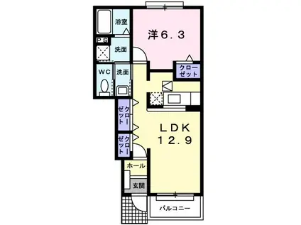 チェリーアイズ(1LDK/1階)の間取り写真