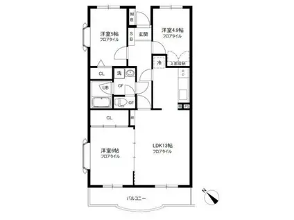 エスポワール新座(3LDK/4階)の間取り写真