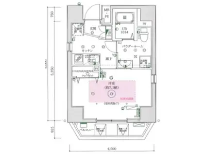 フェルクルールプレスト文京湯島(1K/6階)の間取り写真