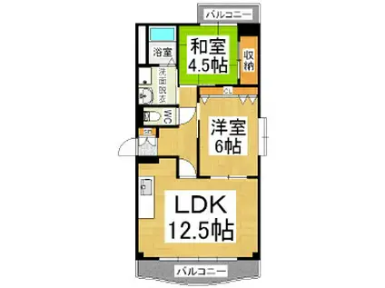 ウェルガーデンI(2LDK/2階)の間取り写真