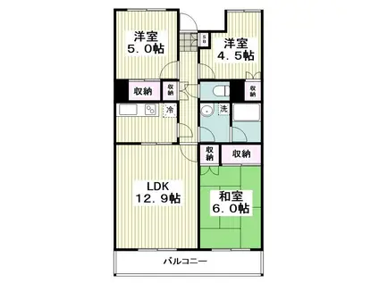 タンロンハマネ(3LDK/2階)の間取り写真