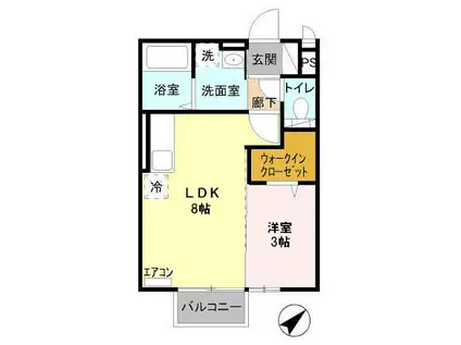 ウィスタリア・モナリエ(1LDK/1階)の間取り写真