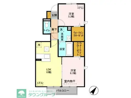 LA・TOUR(2LDK/1階)の間取り写真