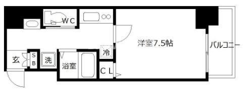 ミラージュパレス本町東レジデンス(1K/13階)の間取り写真