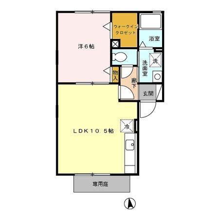 リヴェール(1LDK/1階)の間取り写真